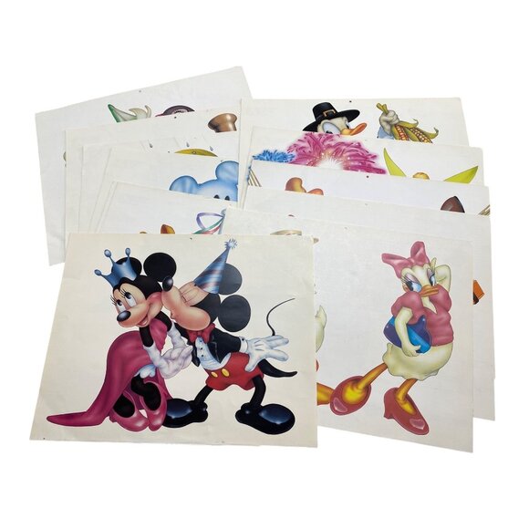 1986 Disney Channel Calendar Art Prints: Mickey Minnie Donald Daisy Goofy & Tink - Picture 1 of 14